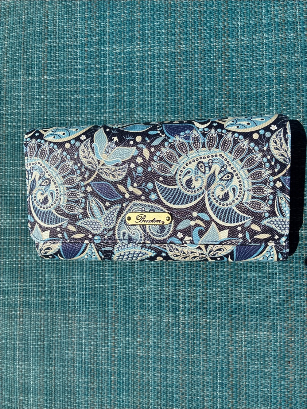 Vintage Buxton Blue Floral Wallet